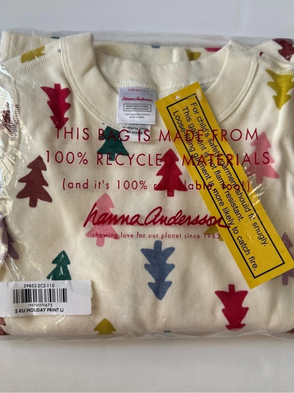 Hanna Andersson Holiday Pajama Set for Kids 4T or 5T
